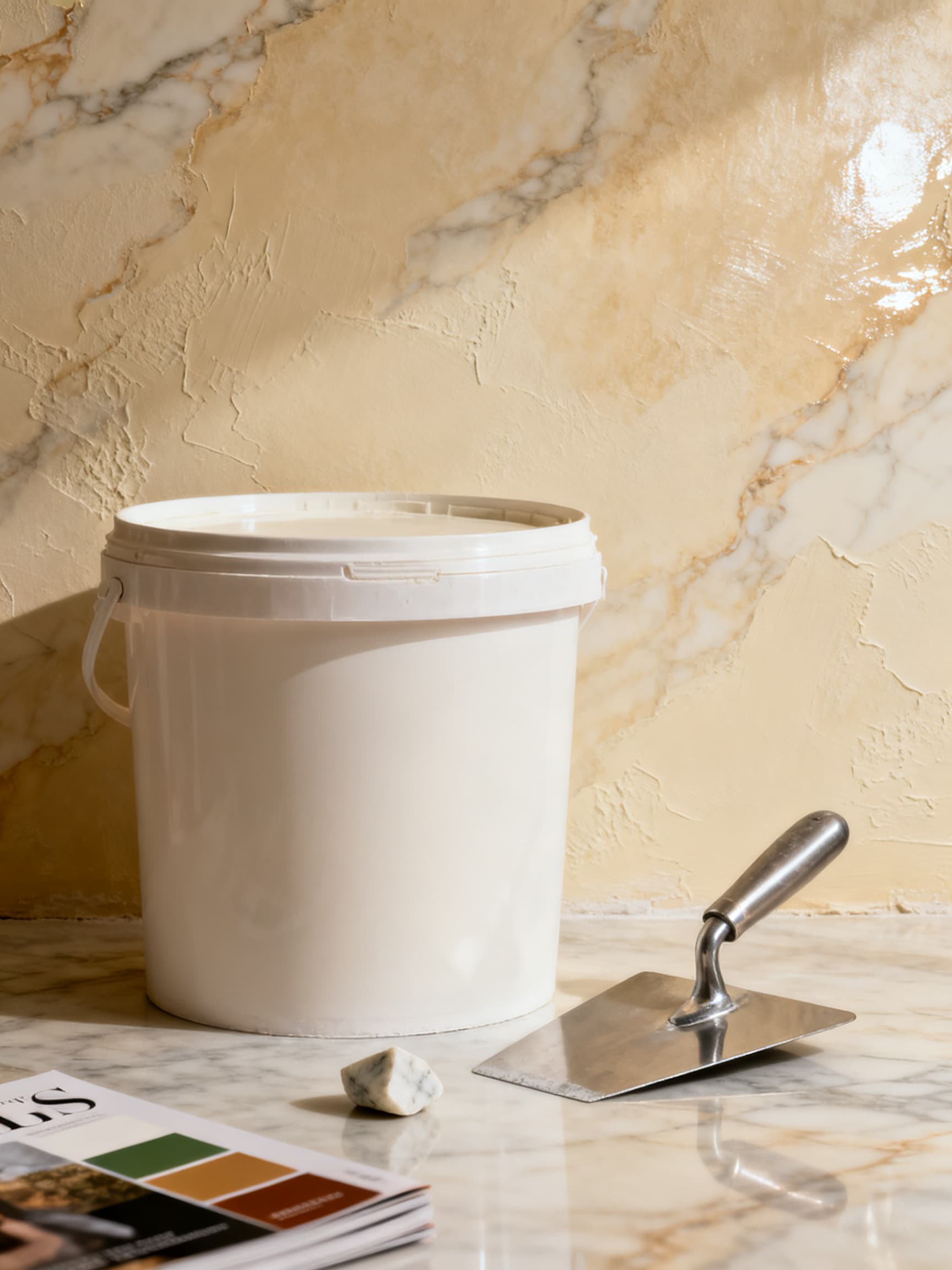 Venetian plaster coating with its finished wall texture