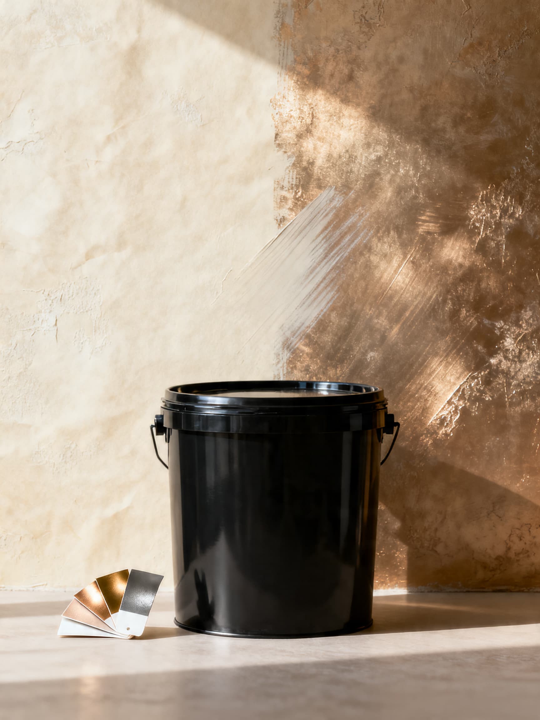 Metallic coating with its finished wall texture